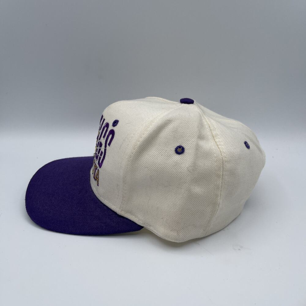 Vintage AJD Minnesota Vikings Hat Snapback Cap Purple‎ White Football NFL Nice - Picture 5 of 11